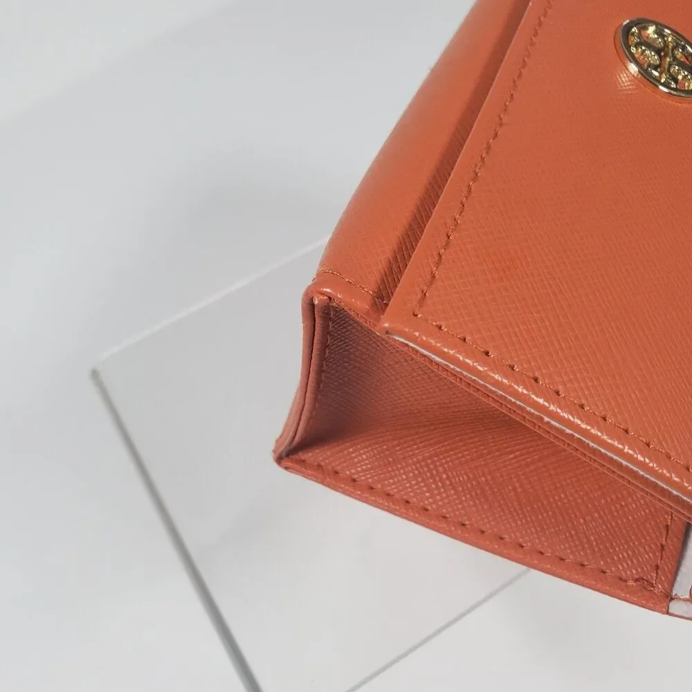 Tory Burch Sunglasses Case Orange One Size Magnetic Gold Monogram With Pouch